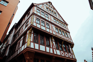 Obraz premium Frankfurt am Main and central bank with city architecture in full day. Old architecture and city. 14.01.2020 Frankfurt am Main, Germany