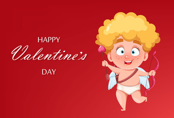 Happy Valentine's Day. Funny Cupid kid