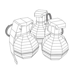 Hand bomb frag grenade wireframe low poly mesh vector illustration