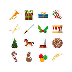 Merry christmas icon set vector design