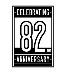 82 years logo design template. Anniversary vector and illustration.