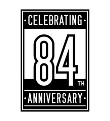 84 years logo design template. Anniversary vector and illustration.