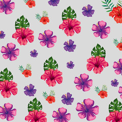 achtergrond van bloemen met bladeren vectorillustratieontwerp