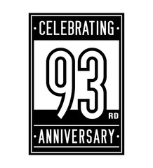 93 years logo design template. Anniversary vector and illustration.