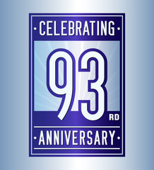 93 years logo design template. Anniversary vector and illustration.