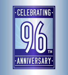 96 years logo design template. Anniversary vector and illustration.