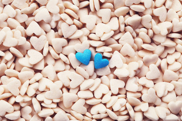 Background of heart shaped sprinkles
