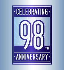 98 years logo design template. Anniversary vector and illustration.