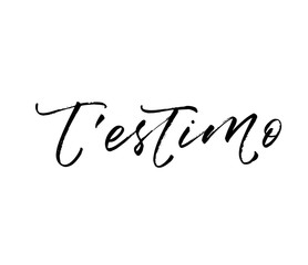 I love you in Catalan. Hand drawn brush style modern calligraphy. Vector illustration of handwritten lettering. 