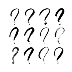 Question marks vector icon set. Hand drawn doodle questions marks. Ink illustartion isolated on white background.
