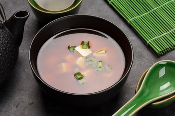 Miso traditional Japanese soup with tofu