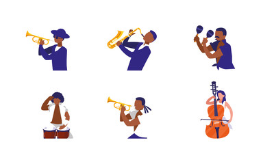 Musicians with instruments of music festival vector design