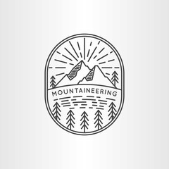 mountain and mono line logo, icon and template