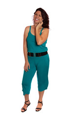 Young woman over isolated white background