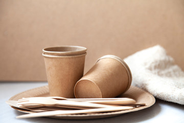 disposable eco dishes from paper cardboard spoon fork knife