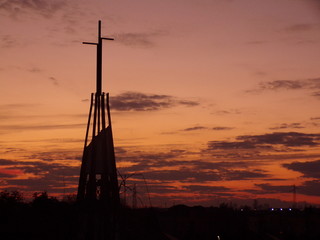 silhouette of windmill at sunset