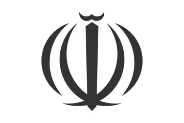 Iranian national emblem. Symbol of iran. Four crescents with a sword. Ancient iranian and persian symbol. Vector illustration isolated on white background