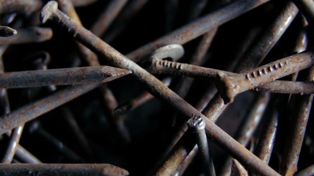 Background of the old rusty nails close-up.