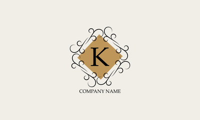 Stylish elegant K logo. Business style and brand of the company, emblem for cafes, bars, restaurants, hotels, boutiques.