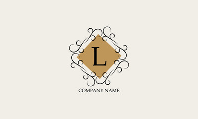 Stylish elegant L logo. Business style and brand of the company, emblem for cafes, bars, restaurants, hotels, boutiques.