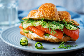 Smoked salmon ricotta cheese cucumber sandwich
