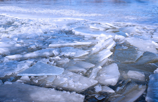 Floating ice floes on water stock images. Iced winter background. Floating ice blue background stock images. Ice winter texture stock images