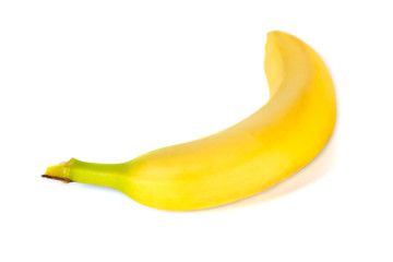 Single banana isolated on white background, healthy food