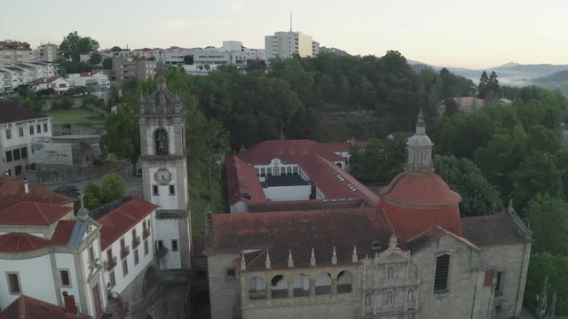Amarante drone aerial view in Portugal at sunrise
