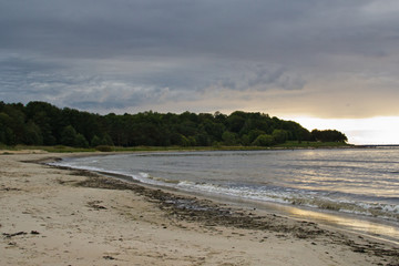 Landscape in cloudy weather at sea
