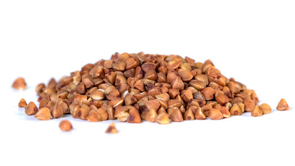 A bunch of buckwheat isolated on a white background.