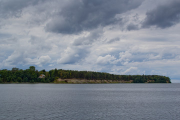 Landscape in cloudy weather at sea