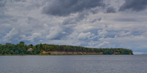Landscape in cloudy weather at sea