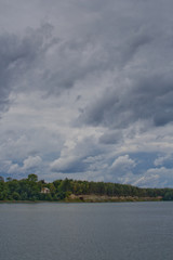 Landscape in cloudy weather at sea