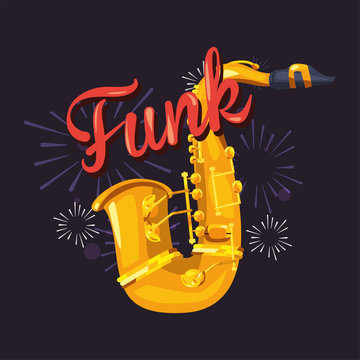 Funk and saxophone instrument vector design