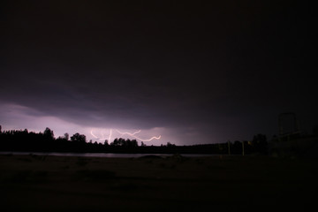 A thunderstorm with flashes and wonderful colors