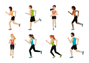 group of athletic people avatar characters vector illustration design