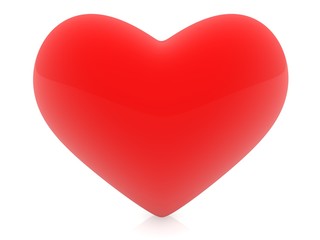 Red heart on white background