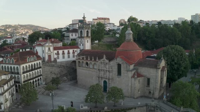 Amarante drone aerial view in Portugal at sunrise