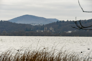 The Benedictine monastery Maria Laach from the shore of Lake Laacher
