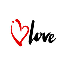 Red heart in grunge style isolated on white background