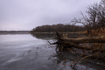 frozen lake in winter