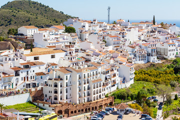 Fototapeta premium Aerial view of Frigiliana, modern neighborhood, Andalusia, Spain
