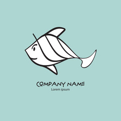 Fish logo vector illustration template, web icon, sign, cute fish cartoon, Brand name design, japan concept