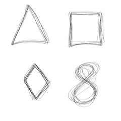 Geometric set of random chaotic lines. Hand drawing . Vector geometric, vector illustration