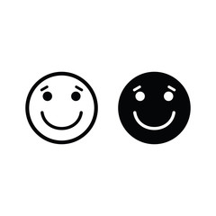 smile icon/ Happy face/ line style icon/ black vector symbol of smile