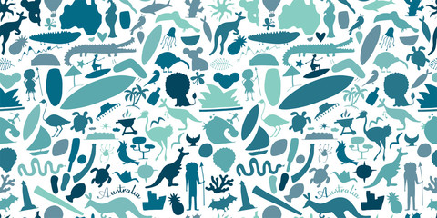 Australian life, nature and animals. Seamless pattern for your design © Kudryashka