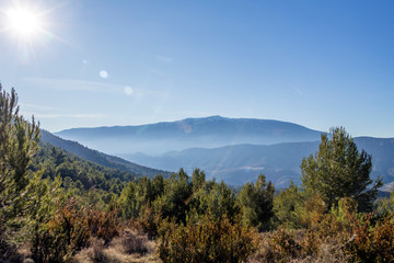 Mont Ventoux mountain in the Provence region in beautiful winter day and sun of Southern France