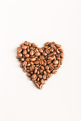 I love coffee, heart made from coffee beans