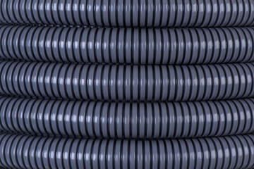 Plastic corrugated pipe tube for electrical installation close-up