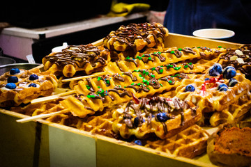 Viennese waffles with various topping